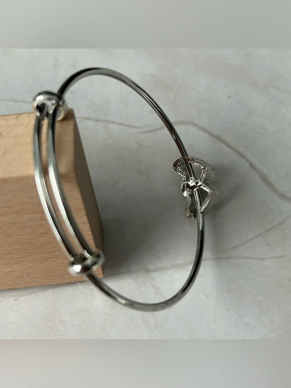 Silver Hearts Adjustable Bangle Bracelet